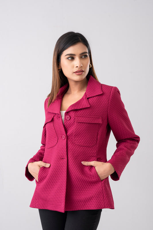 Popcorn Texture Viscose Blazer