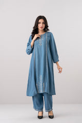 Smart Fit Denim-Style Embroidered Ethnic Kurta