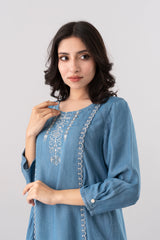 Smart Fit Denim-Style Embroidered Ethnic Kurta