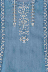 Smart Fit Denim-Style Embroidered Ethnic Kurta
