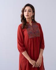 Relaxed Fit Embroidered  Ethnic Kurti