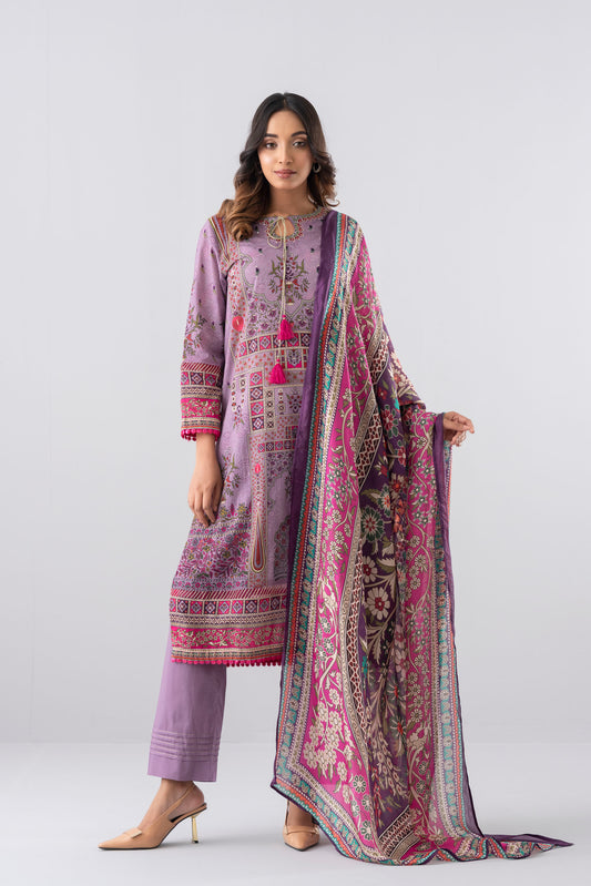 Smart Fit Digital Printed Three-Piece Lawn with Silk Dupatta