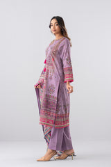 Smart Fit Printed Three-Piece Lawn with Silk Dupatta