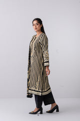 Metallic Printed Three Piece Lawn Suit