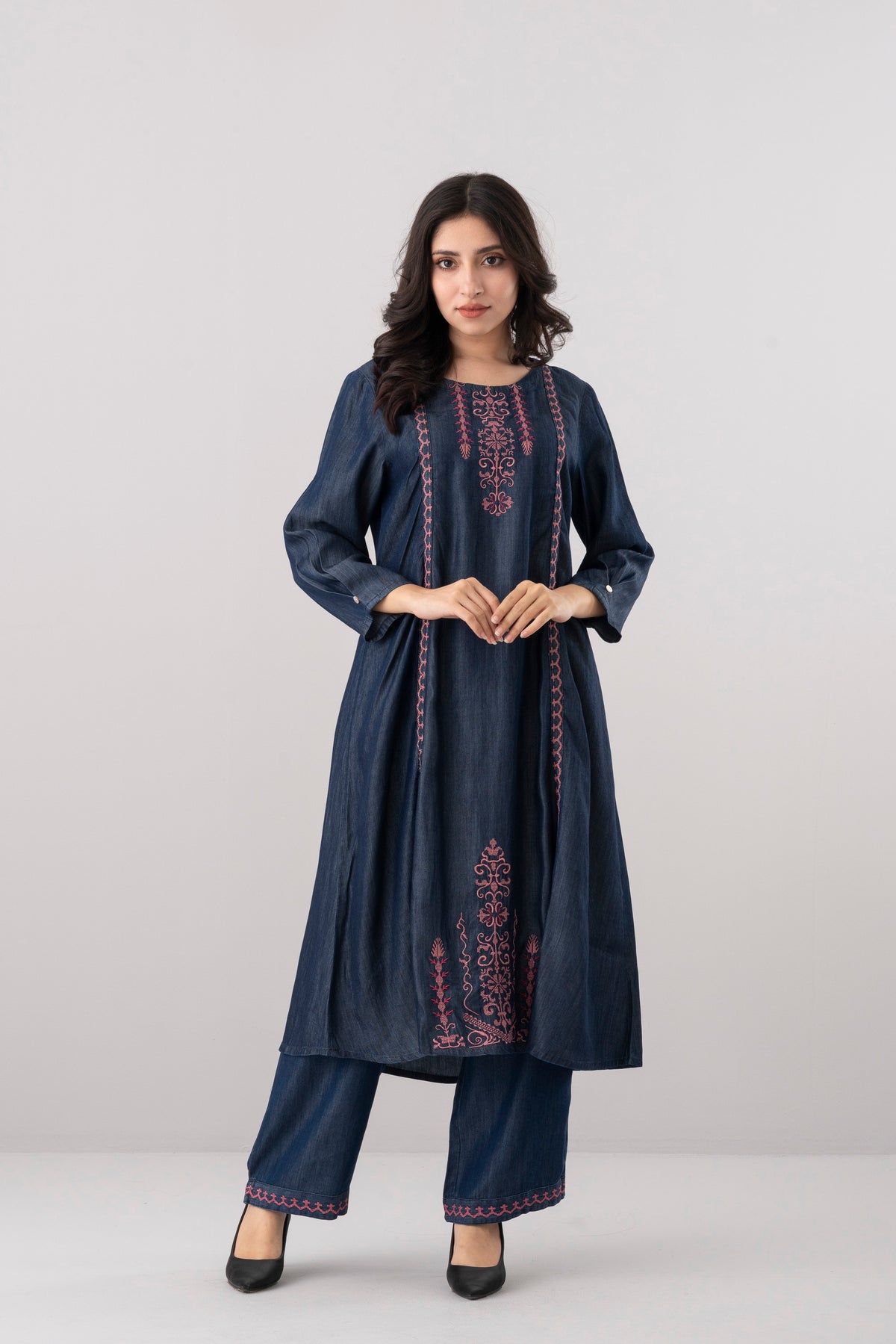 Smart Fit Denim-Style Embroidered Ethnic Kurta