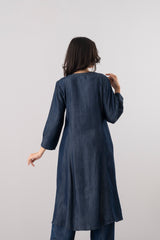 Smart Fit Denim-Style Embroidered Ethnic Kurta