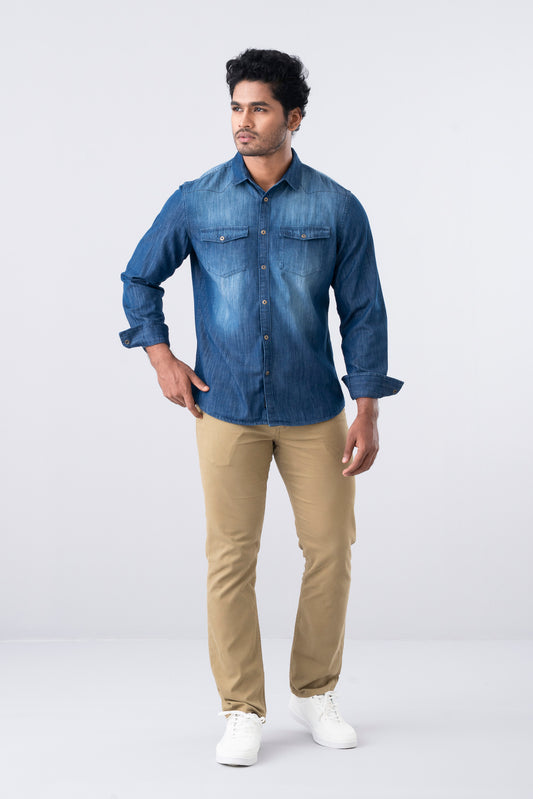 Slim Fit Denim Casual Shirt