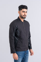 Biker-Style Coated Twill Jacket