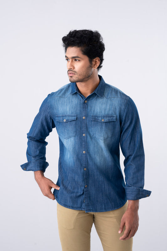 Slim Fit Denim Casual Shirt