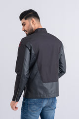 Biker-Style Coated Twill Jacket
