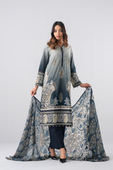 Smart Fit Embroidered Three-Piece Lawn with Silk Dupatta