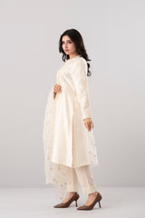 Smart Fit Embroidered Two-Piece Silk Ethnic Set with Organza Dupatta