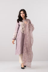 Smart Fit Embroidered Two-Piece Silk Ethnic Set with Organza Dupatta