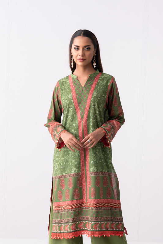 Long-Length Printed Relaxed Fit Lawn with Chiffon Dupatta