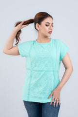 Regular Fit Crew Neck T-Shirt with Tonal Embroidery