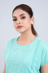 Regular Fit Crew Neck T-Shirt with Tonal Embroidery