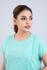 Regular Fit Crew Neck T-Shirt with Tonal Embroidery