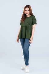 Regular Fit Crew Neck T-Shirt with Tonal Embroidery