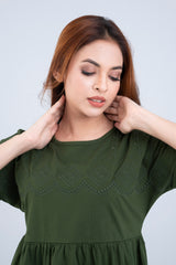 Regular Fit Crew Neck T-Shirt with Tonal Embroidery