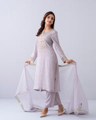 Smart Fit Embroidered Three-Piece Semi-Formal Ethnic Set