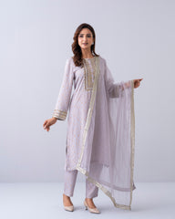 Smart Fit Embroidered Three-Piece Semi-Formal Ethnic Set