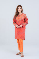 Digital Printed Lawn Kurta with Multicolor Tassels - One Piece