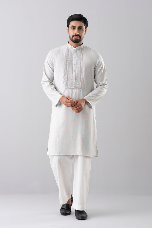 Regular Fit Embroidered Blended Fabric Formal Panjabi