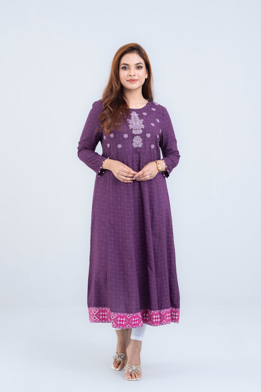 Long-Length Rotary Printed Viscose Ethnic Kurta