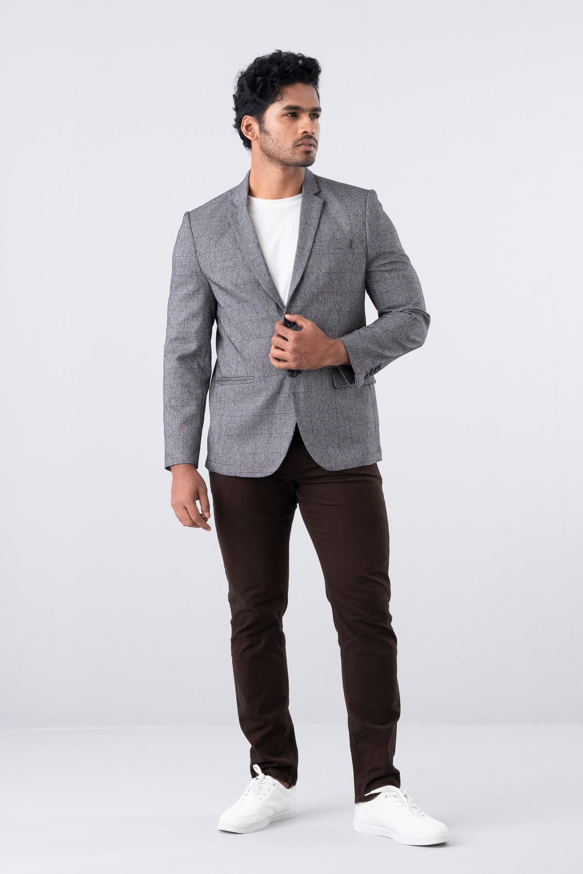 Yarn-Dyed Dobby Checkered Blazer