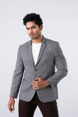 Yarn-Dyed Dobby Checkered Blazer