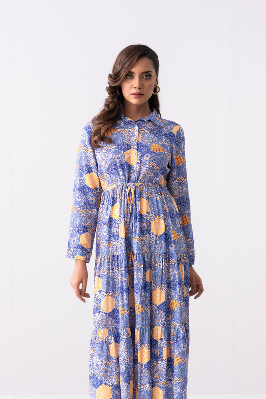 Regular Fit Tiered Long Dress - Mystika