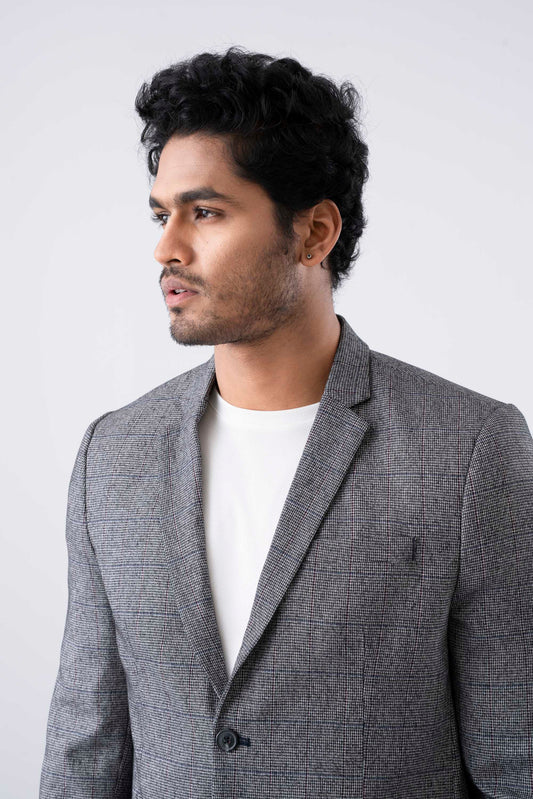 Yarn-Dyed Dobby Checkered Blazer