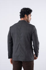 Regular Fit Tonal-Checkered Woven Blazer