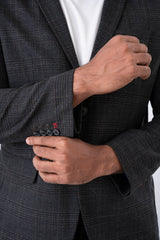 Regular Fit Tonal-Checkered Woven Blazer