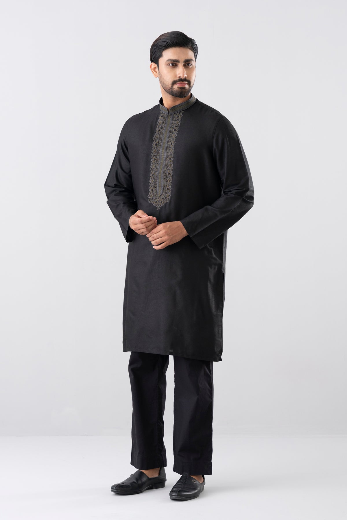 Regular Fit Embroidered Blended Fabric Formal Panjabi
