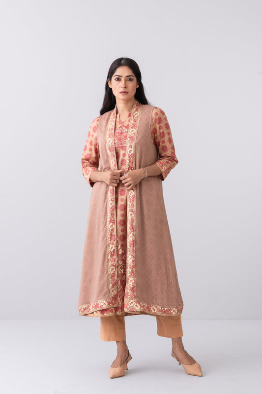 Long Length Double Layer Smart Fit Kurta