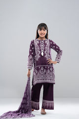 Smart Fit Printed Three-Piece Princess Lawn with Chiffon Dupatta (10-14 Years)