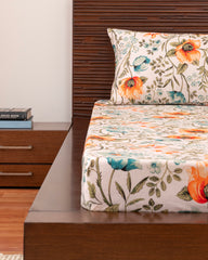 Queen-Size Bed Sheet - Coral Orange