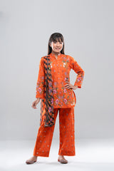 Relaxed Fit Printed Three-Piece Princess Lawn with Chiffon Dupatta (10-14 Years)