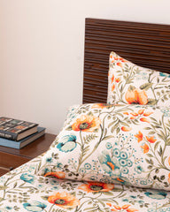 Queen-Size Bed Sheet - Coral Orange