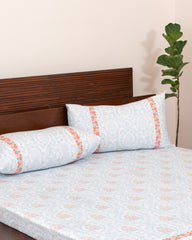 Queen-Size Bed Sheet - Turquoise Blue