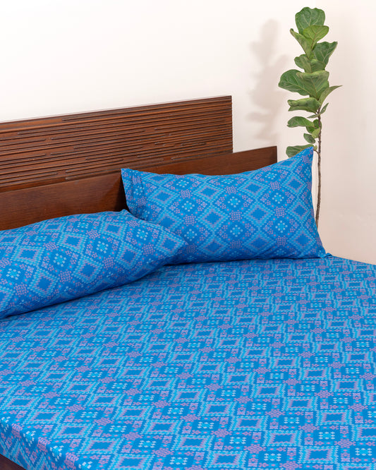 Queen-Size Bed Sheet - Indigo Blue