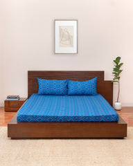 Queen-Size Bed Sheet - Indigo Blue