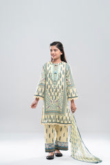 Relaxed Fit Printed Three-Piece Princess Lawn with Chiffon Dupatta (2-4 Years)