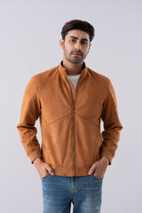 Regular Fit Suede Bomber Jacket
