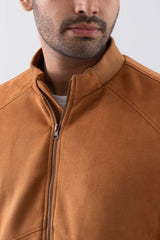 Regular Fit Suede Bomber Jacket