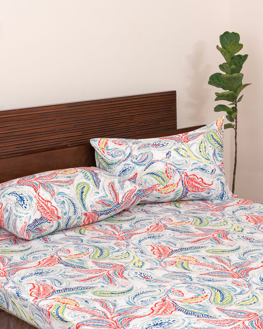 King-Size Bed Sheet - Multi Leaf