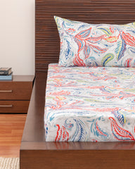 Queen-Size Bed Sheet - Multi Leaf