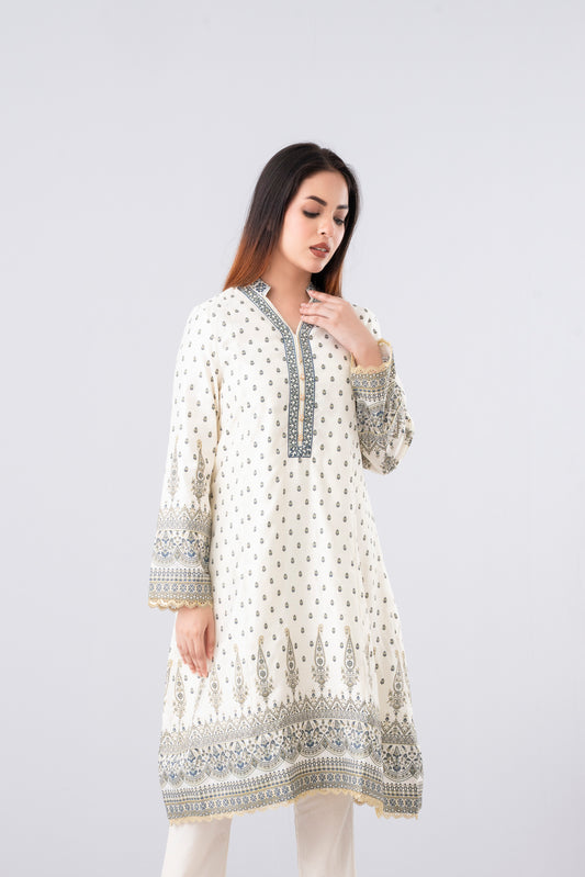 Smart Fit Embroidered Two-Piece Ethnic Set with Silk Dupatta