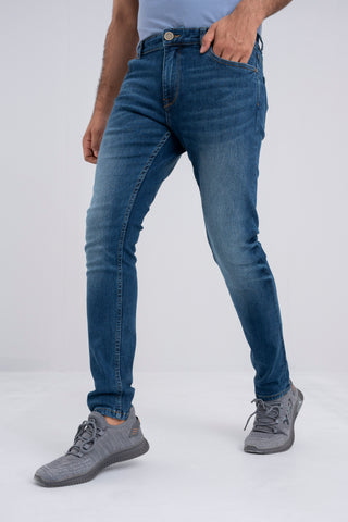 Dark Blue Dobby Skinny Fit Jeans